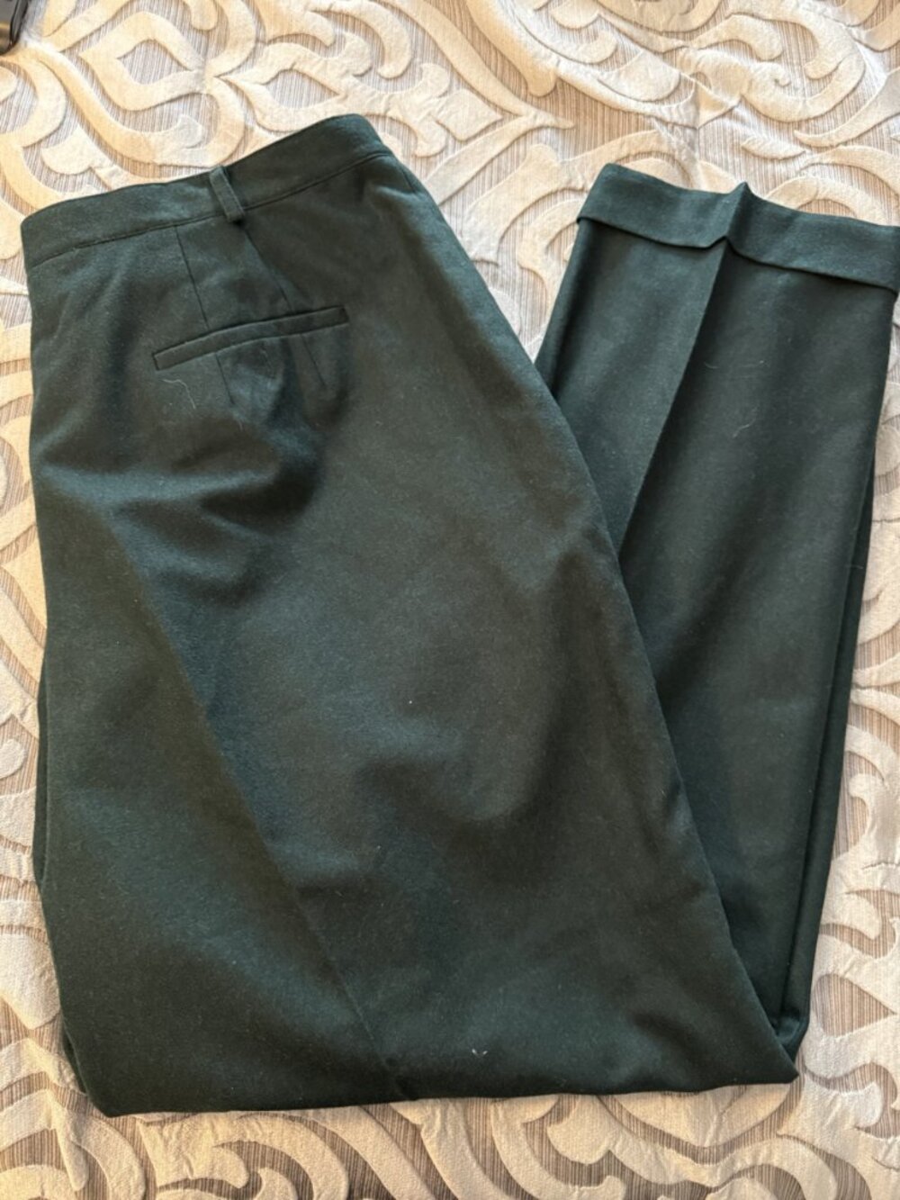 VTG Lauren Ralph Lauren Women's Dark Green Wool Trousers Straight Leg Pants 20W